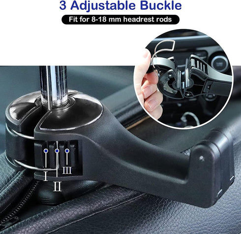 TOOVREN Upgraded 2 Pack Car Headrest Hidden Hook 2 in 1 Car Seat Hooks with Phone Holder for Purse, Backpacks,Toys,and Even Bottle Storage Organiz...